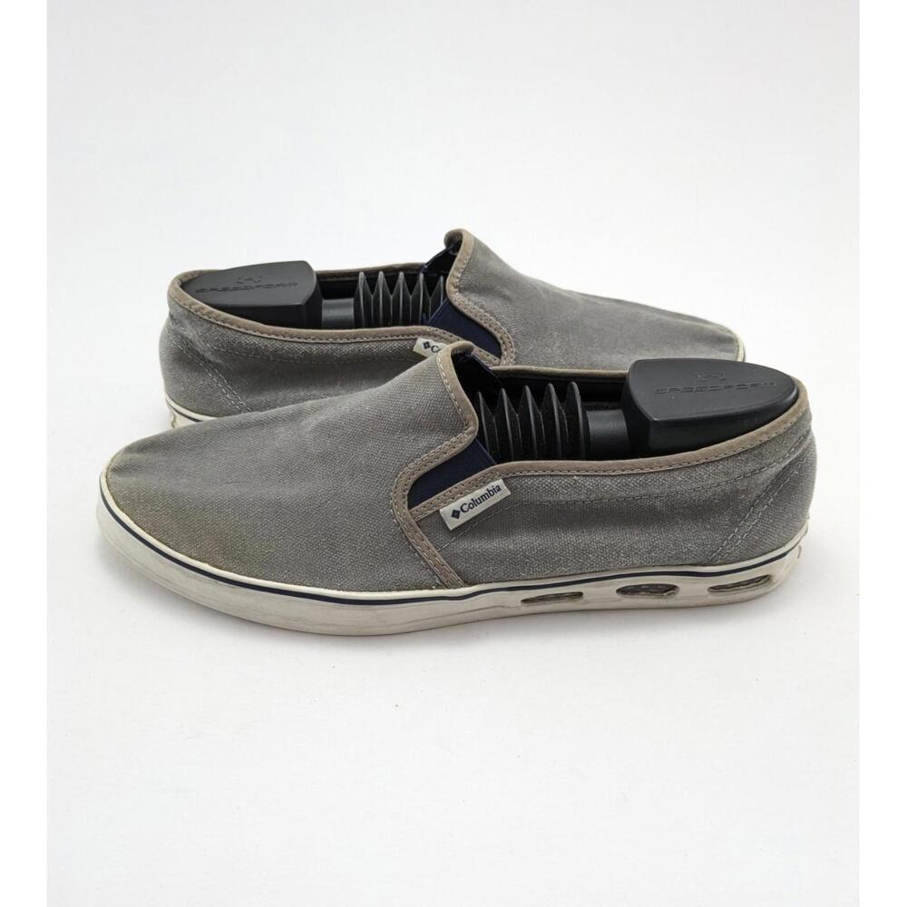 Mens Columbia Canvas Gray Comfort Slip On Walking Vulc N Vent Shoes Size 11